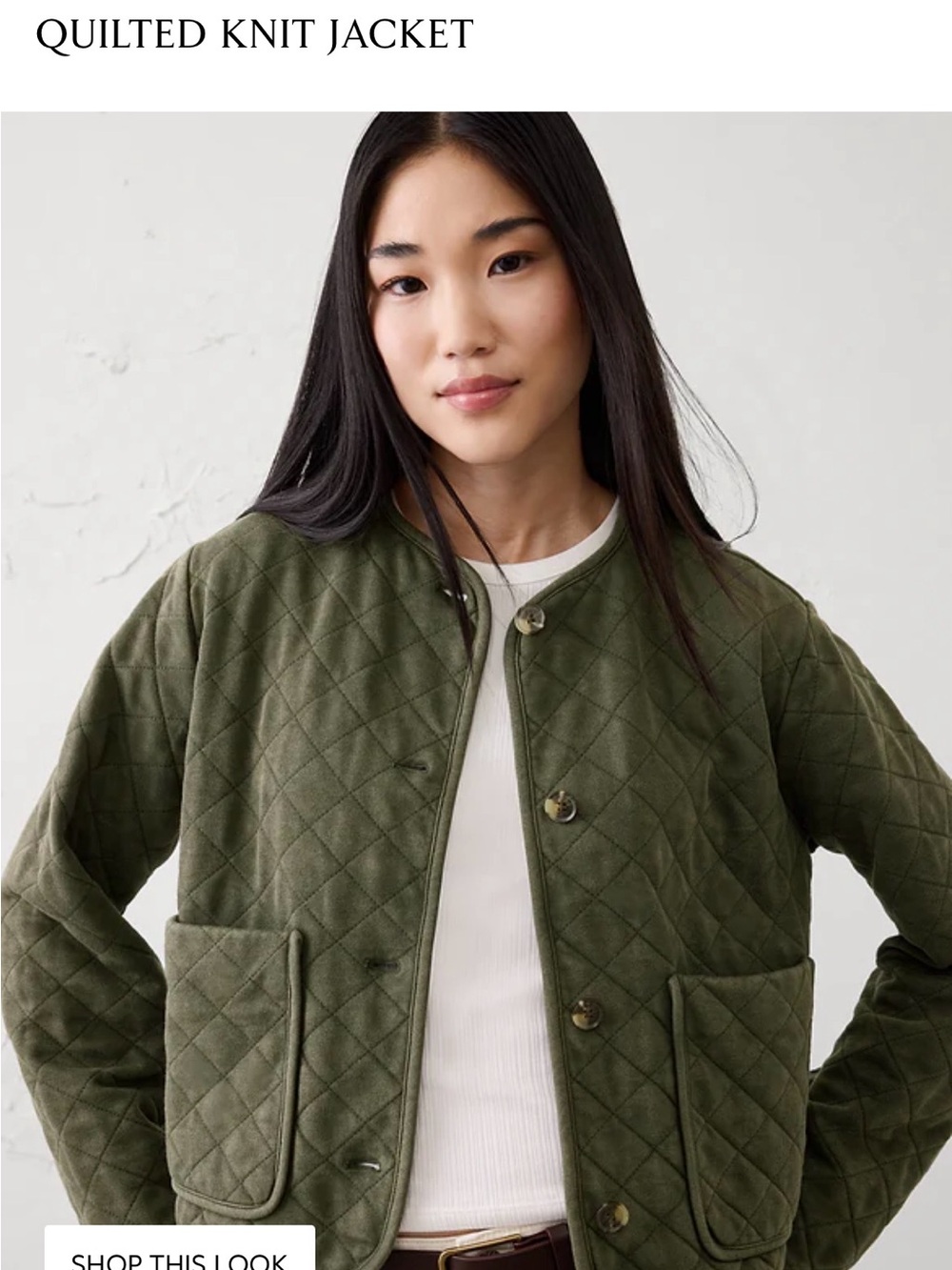 Banana Republic Quilted Knit Jacket in Olive